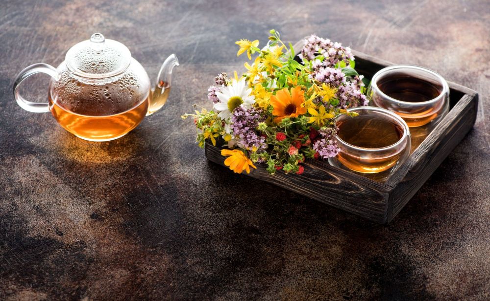 many plants with tea, phytotherapy